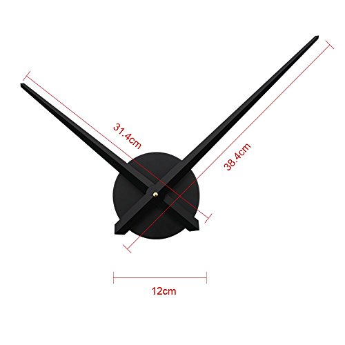 URAQT Reloj de Pared 3D DIY, Moderno Reloj de Pared Salon Sin Marco, Reloj de Pared Adhesivo Grande, Decoración para Casa, Restaurante, Oficina y Hotel (Negro)