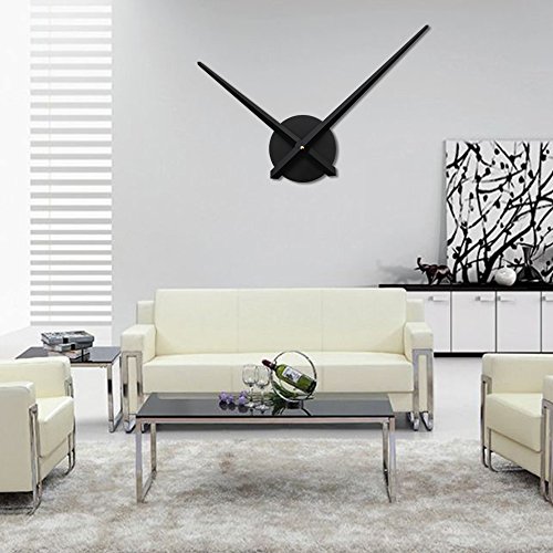 URAQT Reloj de Pared 3D DIY, Moderno Reloj de Pared Salon Sin Marco, Reloj de Pared Adhesivo Grande, Decoración para Casa, Restaurante, Oficina y Hotel (Negro)