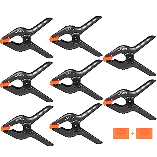 UTEBIT 8 Pack Plástico Pinzas de Resorte Abrazaderas de Resorte de Muselina Abrazaderas de Resorte para Trabajo Pesado 4.5inch / 11.5cm para Fondos de Estudio Fotográfico