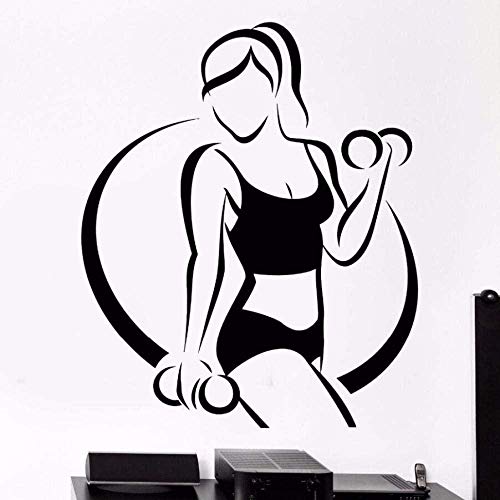 UYEDSR Pegatinas de Pared Fitnes Gimnasio Deporte Pared calcomanía Vinilo Pegatinas Chica Hermoso Cuerpo Salud Pegatinas Gimnasio decoración Fitnes Deportes Pared Mural 77x69cm