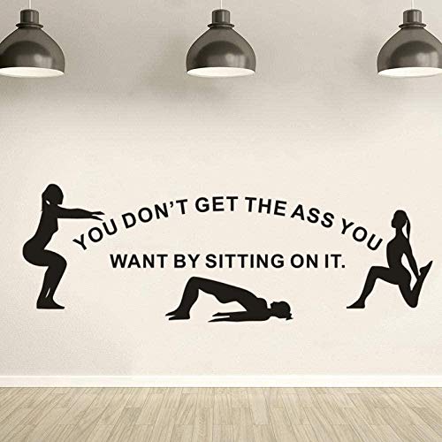 UYEDSR Pegatinas de Pared Gimnasio Fitnes Etiqueta de la Pared Gimnasio Mujeres Cita Tatuajes de Pared Decoración del hogar Arte de la Pared extraíble Murales Fitnes Club Decoración 125x42cm