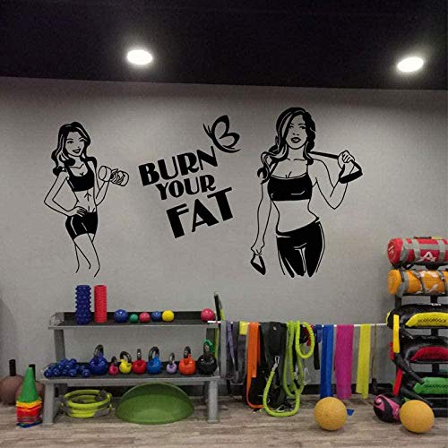 UYEDSR Pegatinas de Pared Gimnasio Pared Deportes Fitnes   Gimnasio Salud   músculos   Mancuernas   decoración de la Pared   señoras Fitnes Lugar Moda Aplique 107x57cm