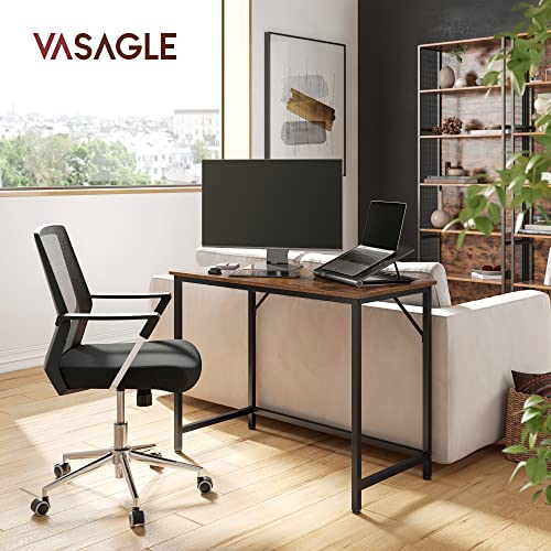 VASAGLE Escritorio, Mesa de Ordenador, Mesa de Oficina pequeña, 100 x 50 x 75 cm, para Estudio, Oficina, Montaje Simple, Acero, Diseño Industrial, Marrón Rústico y Negro LWD41X