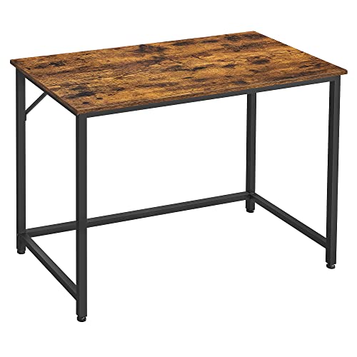 VASAGLE Escritorio, Mesa de Ordenador, Mesa de Oficina pequeña, 100 x 50 x 75 cm, para Estudio, Oficina, Montaje Simple, Acero, Diseño Industrial, Marrón Rústico y Negro LWD41X