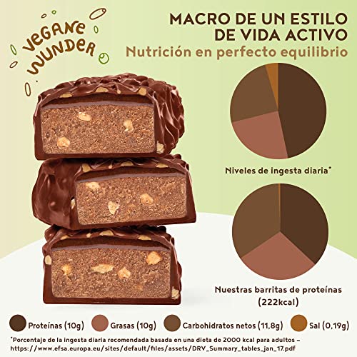 Vegan protein barritas - PEANUT BUTTER CRUNCH - 15 Barras proteínas veganas sin azúcares añadidos, alto en proteínas, bajo en carbohidratos