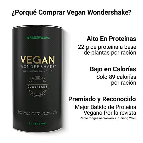 Vegan Wondershake | Chocolate Blanco Y Cacahuetes | Batido Proteico Vegano | Super Suave, Gran Sabor | THE PROTEIN WORKS | 30 Servicios