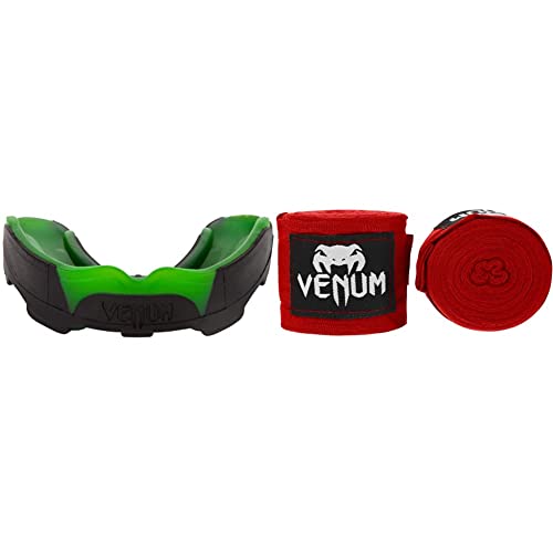 Venum Predator Protector de Dientes, Unisex Adulto, Negro/Verde, Talla Unica + Kontact Vendas de Boxeo, Unisex adulto