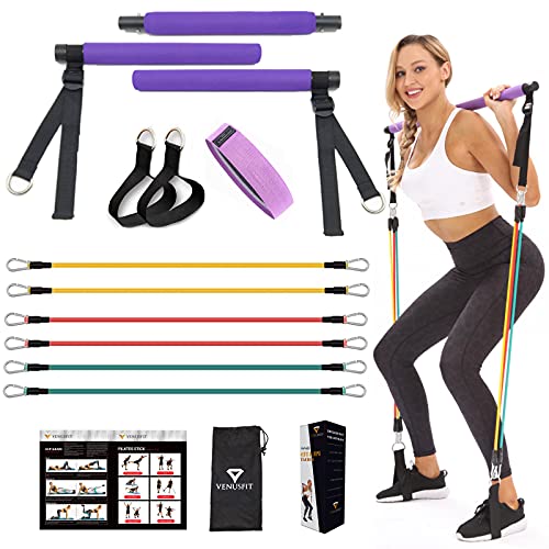 VENUSFIT Regalos Navidad para Mujer | Barra Pilates | Herramientas Gimnasio Herramientas Gimnasio casa Barra Pilates Kit Gimnasio I Fitness Mujer Herramientas casa Guía de instrucción de Pilates Yoga