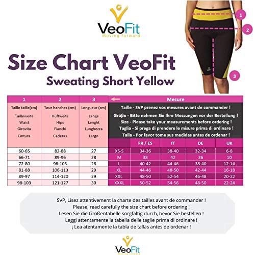 VeoFit Short de Sudoración Adelgazante Talla XL– Objetivo Vientre Llano, Muslos Delgados y Nalgas Tonificadas - OFRECIDOS: Funda + Guía per Ponerse en Forma con Programa Fitness y Consejos Nutrición