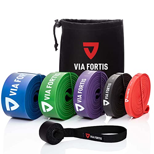 VIA FORTIS Banda Elástica de Resistencia Cuerda de Fuerza para Fitness, Crossfit, Pilates, Estiramientos| Incluye Bolsa de Transporte | 5 Niveles de Resistencia Diferentes (4 - Strong (Verde))