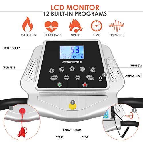 VICASKY Cinta de Correr eléctrica, Cinta de Correr motorizada 1.5HP Velocidad 1-10 km/h Ajustable Máquina de Correr Plegable para casa o Oficina, Entrega en 3-7 días(EU Plug)