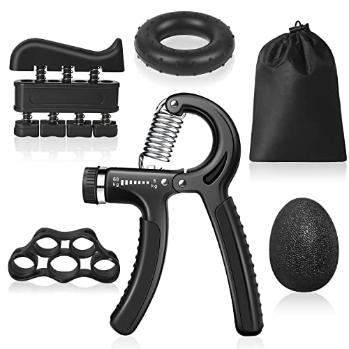 Vicloon Fortalecedores de Agarre de Mano, 5-60KG Ajustables Agarrador de Mano, Entrenador de Músculos de Mano Utilizado para Entrenamiento Antebrazo, Muñeca, Apretón de Manos - paquete de 5, Negros