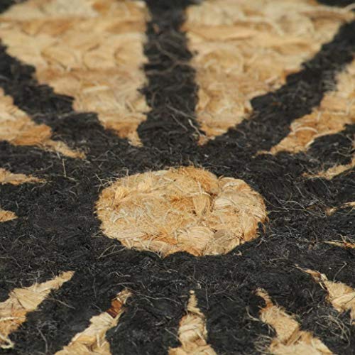 vidaXL Alfombra Redonda de Yute Tejida a Mano Tapete Alfombrilla Felpudo Moqueta Tapiz Esterilla Artesanía Decoración Diámetro 90 cm Negro