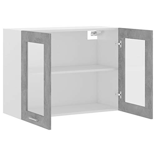 vidaXL Armario de Cocina Muebles Mobiliario Duradero Mesa de Trabajo Almacenamiento Cuenco Plato Olla Alacena de Aglomerado Gris Hormigón 80x31x60 cm