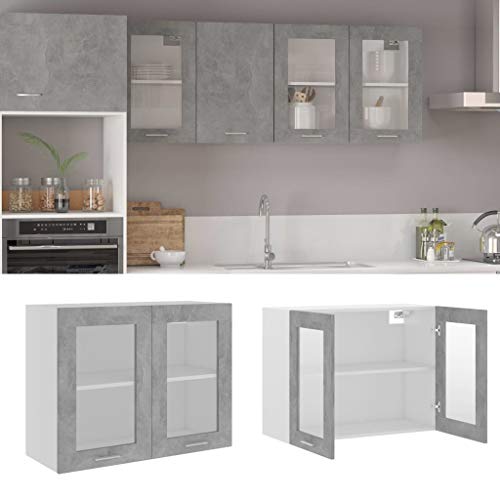 vidaXL Armario de Cocina Muebles Mobiliario Duradero Mesa de Trabajo Almacenamiento Cuenco Plato Olla Alacena de Aglomerado Gris Hormigón 80x31x60 cm