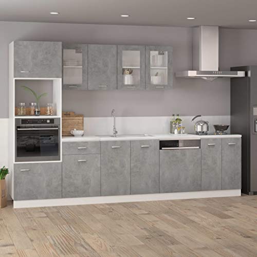 vidaXL Armario de Cocina Muebles Mobiliario Duradero Mesa de Trabajo Almacenamiento Cuenco Plato Olla Alacena de Aglomerado Gris Hormigón 80x31x60 cm