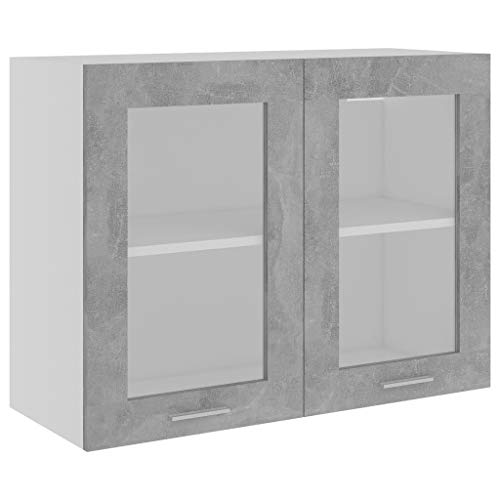 vidaXL Armario de Cocina Muebles Mobiliario Duradero Mesa de Trabajo Almacenamiento Cuenco Plato Olla Alacena de Aglomerado Gris Hormigón 80x31x60 cm