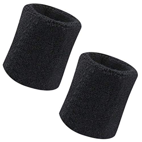 Vidillo Muñequera Deportiva, 2 Pack Sweatband 4 Pulgadas Deportes Sweatband Muñequera Suave Espesar Algodón, para Tenis Gimnasia Fútbol Baloncesto, Correr Deportes atléticos