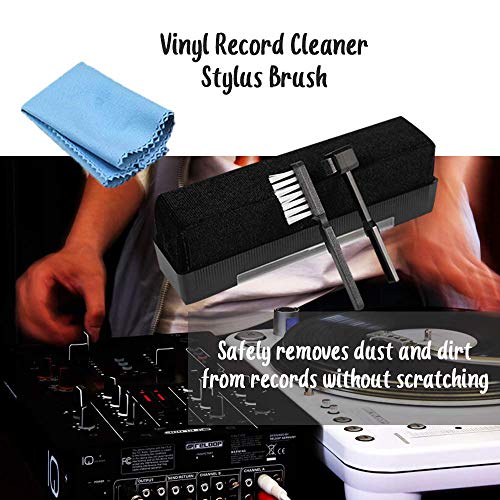 Viilich Kit Limpiador de Discos de Vinilo,Cepillo de Limpieza antiestático Terciopelo,Cepillo de Limpieza Profesional para palpadores,Cepillo de Vinilo Tipo palpador con paño de Limpieza para Discos