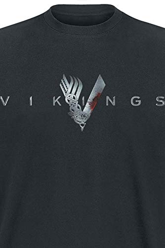 Vikings Welcome To Valhalla Hombre Camiseta Negro L, 100% algodón, Regular