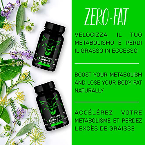 Vitastrong Zero-Fat | QUEMA GRASAS EXTRA FUERTE | Termogénico Drenante Energizante Para la Pérdida de Grasa | Para Hombres y Mujeres | 100% Made in Italy