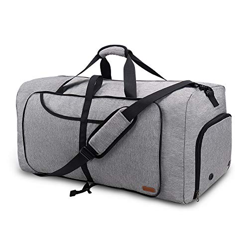 Vogshow Bolsa de Viaje Plegable Grande de 80 l, Bolsa Ligera Impermeable Plegable Bolsa de Fin de Semana, Bolsa Deporte con Compartimento para Zapatos para Hombres y Mujeres