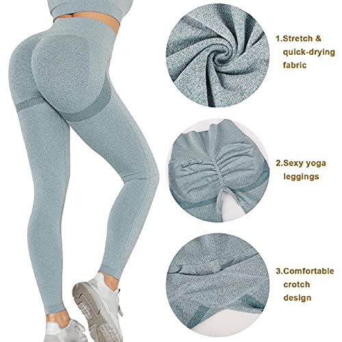 Voqeen Pantalones de Adelgazantes Push Up Mujer Leggins Reductores Adelgazantes Leggings Pantalones de Yoga Anticeluliticos Cintura Alta Mallas Fitness (Azul, M)