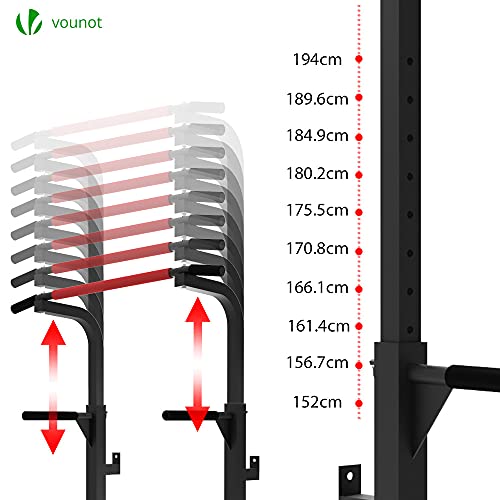 VOUNOT Power Tower Pull Up Dip Station con Barras de Dominadas, Estación de Musculación Multifuncional, Torre Entrenamiento para Gimnasio en Casa, Capacidad de Peso 120KG, Negro