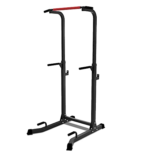 VOUNOT Power Tower Pull Up Dip Station con Barras de Dominadas, Estación de Musculación Multifuncional, Torre Entrenamiento para Gimnasio en Casa, Capacidad de Peso 120KG, Negro