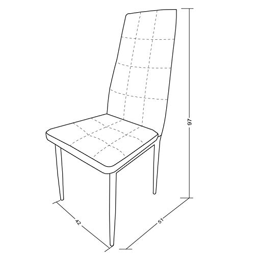 VS Venta-stock Set de 4 sillas Comedor Chelsea tapizadas Gris, certificada por la SGS, 42 cm (Ancho) x 51 cm (Profundo) x 97 cm (Alto)