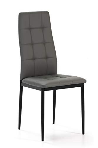 VS Venta-stock Set de 4 sillas Comedor Chelsea tapizadas Gris, certificada por la SGS, 42 cm (Ancho) x 51 cm (Profundo) x 97 cm (Alto)