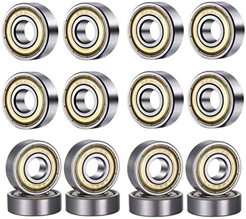 WANGZAIZAI Rodamientos de Bolas 608 ZZ, 20 Piezas de 8 mm x 22 mm x 7 mm, rodamientos de Bolas de Ranura Profunda en Miniatura con Doble blindaje de Metal para Patines de Patines en línea