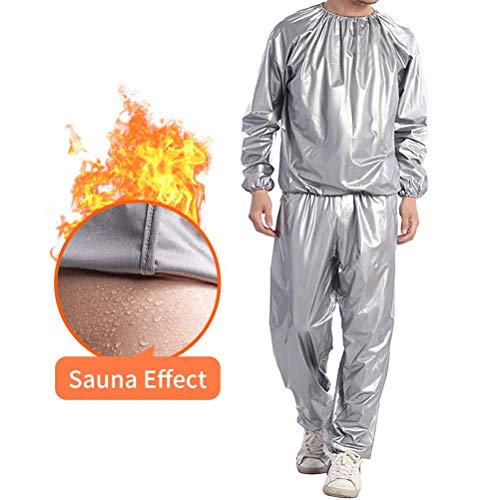 WBTY Traje de sauna, traje de sudor resistente, sauna, ejercicio, gimnasio, fitness, pérdida de peso, entrenamiento antidesgarro, plata, 5XL