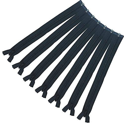 Weddecor Nylon Bobina Cremallera Open-End Negro YKK Cremallera Resistente, Para Bricolaje Costura Falda, Pantalones, Vestidos, Equipaje, Bolsas, Bolsos, Manualidades Creación - Negro, 18 Inch