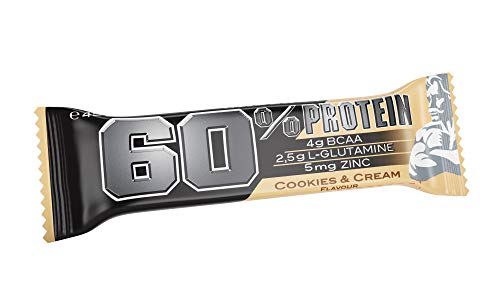 Weider 60% Protein Bar Cookies & Cream 24 x 45 gr. La barrita con más proteína del mercado. Con 4 g de BCAAs por barrita.