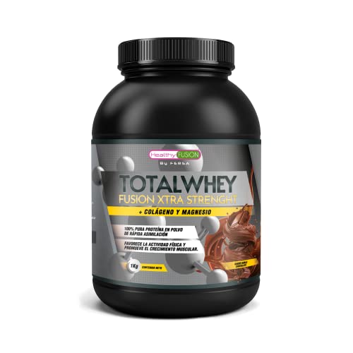 Whey Protein Colágeno y Magnesio, Rápida asimilación, Aumenta masa muscular, Mejora tus entrenamientos deportivos y favorece la correcta recuperación muscular, Doble Chocolate, 1000g