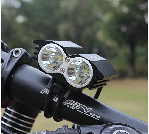 Wii Fire Linterna LáMPARA para bicicletas bici CREE XM-L U2 - Luz LED frontal para manillar de bicicleta (2 focos, 5000 Lumens, 4 modos) con 2 x Luz Luces Lámpara Trasera para Bici Bicicleta,100% de Satisfacción o Devolución del Dinero.