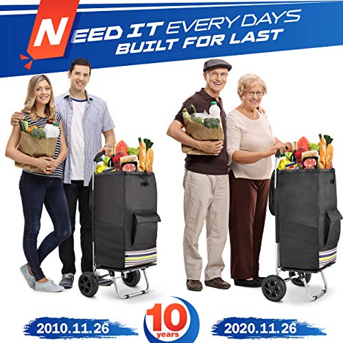 Wilbest® Carrito de Compras, Carro de la Compra o Transporte de Mano Plegable hasta 50 kg, Bolsa de la Compra Impermeable de 75L, con Placa Antisalpicaduras, 2 Ruedas Silenciosas