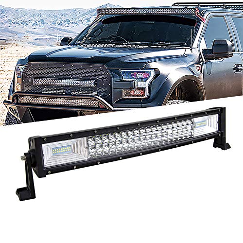 Willpower Barra de luz led curvada de 22 pulgadas 270W combo de inundación puntual triple fila luces de trabajo de conducción led fuera de la carretera barra de luz antiniebla para camioneta ATV Barco