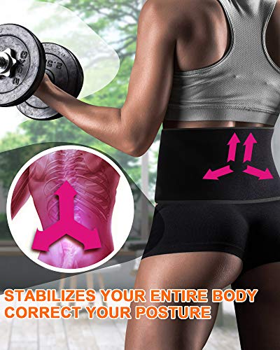 WIN.MAX Faja Reductora Mujer y Hombre,Faja Adelgazante,Faja para Gimnasio de Neopreno, Cinturón Lumbar Abdominal para Sudar y Hacer Deporte,Fitness y Proteger los lumbares (Negro, M(8"X 41"))