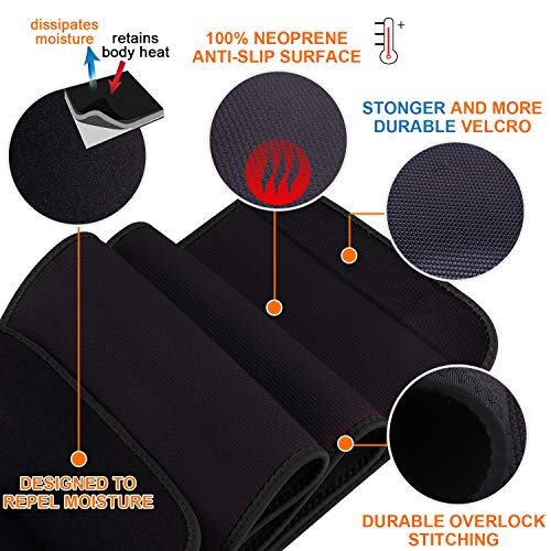 WIN.MAX Faja Reductora Mujer y Hombre,Faja Adelgazante,Faja para Gimnasio de Neopreno, Cinturón Lumbar Abdominal para Sudar y Hacer Deporte,Fitness y Proteger los lumbares (Negro, M(8"X 41"))