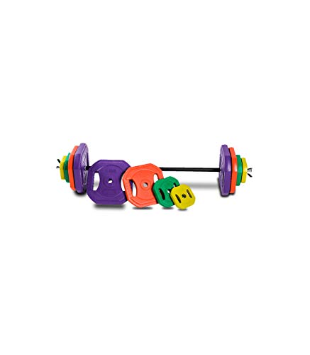 Wonduu Riscko Set de Body Pump con Barra y Discos de Colores. Peso Total Discos 40 kg.