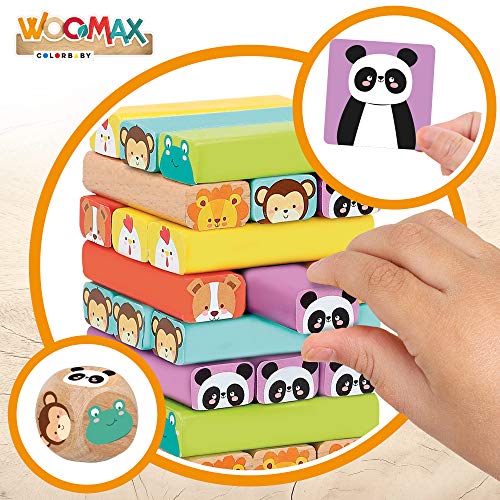 WOOMAX - Torre de bloques de madera con animales y colores WOOMAX (46251)