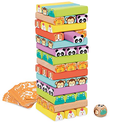 WOOMAX - Torre de bloques de madera con animales y colores WOOMAX (46251)