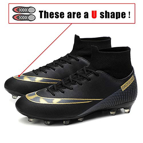 WOWEI Zapatos de Fútbol Hombre Spike Aire Libre Profesionales Atletismo Training Botas de Fútbol Zapatillas de Deporte,T2150 Negro,39 EU