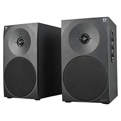 Woxter Dynamic Line 410 BT – Altavoces estéreo 2.0 150W de potencia,BLUETOOTH, Madera, Woofer de 4 pulgadas, 2 Tweeter, 3.5 mm, RCA, Control volumen, agudos, graves, Bookself Speakers, color Negro