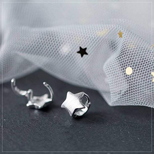 WOZUIMEI S925 Hebilla de Hongo Blanco Estilo de Bosque Coreano de Las Mujeres Dulce Dibujo Estrella de Cinco Puntas Pendientes de Oreja Joyería de Moda Joyería Femeninaun par, Plata 925