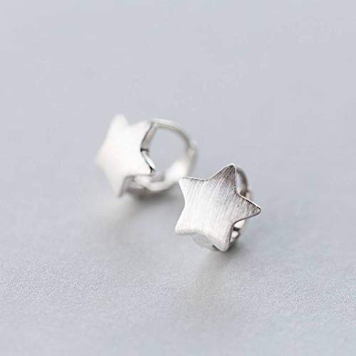 WOZUIMEI S925 Hebilla de Hongo Blanco Estilo de Bosque Coreano de Las Mujeres Dulce Dibujo Estrella de Cinco Puntas Pendientes de Oreja Joyería de Moda Joyería Femeninaun par, Plata 925