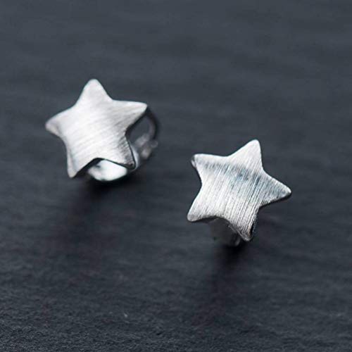 WOZUIMEI S925 Hebilla de Hongo Blanco Estilo de Bosque Coreano de Las Mujeres Dulce Dibujo Estrella de Cinco Puntas Pendientes de Oreja Joyería de Moda Joyería Femeninaun par, Plata 925