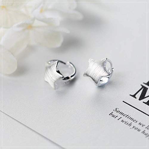 WOZUIMEI S925 Hebilla de Hongo Blanco Estilo de Bosque Coreano de Las Mujeres Dulce Dibujo Estrella de Cinco Puntas Pendientes de Oreja Joyería de Moda Joyería Femeninaun par, Plata 925